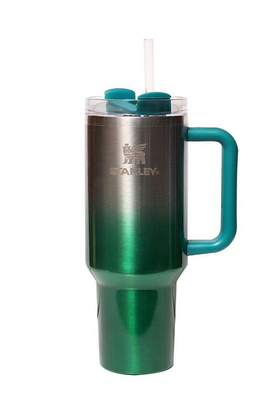 Stanley Quencher H2.0 Tumbler 40oz – Premium Pine Gradient Stainless Steel Vacuum Insulated Mug wi