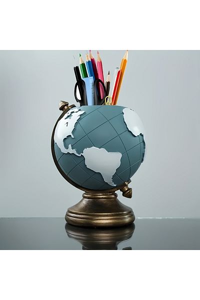 Choice earth Creative Globe Pen Holder Resin Desk Organizer for Office and Home Decor Unique Geographic Pen