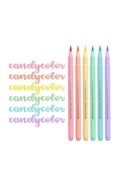 Choice RTB703-6 colors 6 colors Soft Brush Fluorescence Pen Set Pastel Markers Brush Set Art Color Highligh