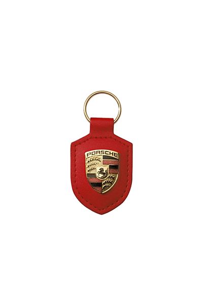Porsche Leather Porsche Emblem Keychain Red