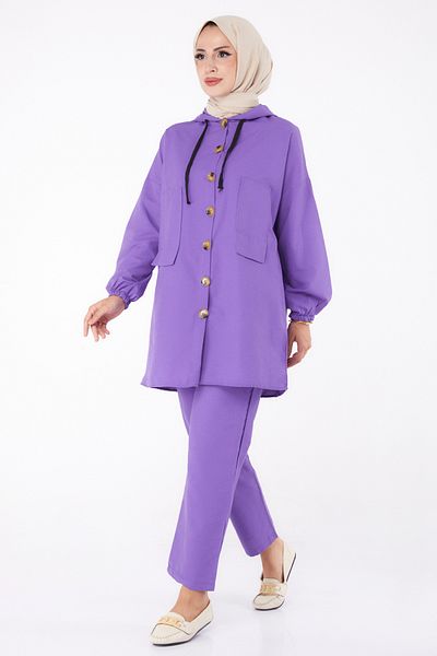 TOFİSA Tunic Trousers Two Piece Set Lilac - 27290