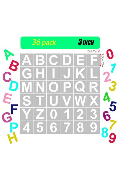 Choice Style 1 62pcs 5 Inch Letter and Number Stencils Reusable Washable Alphabet Stencils Environment-frie