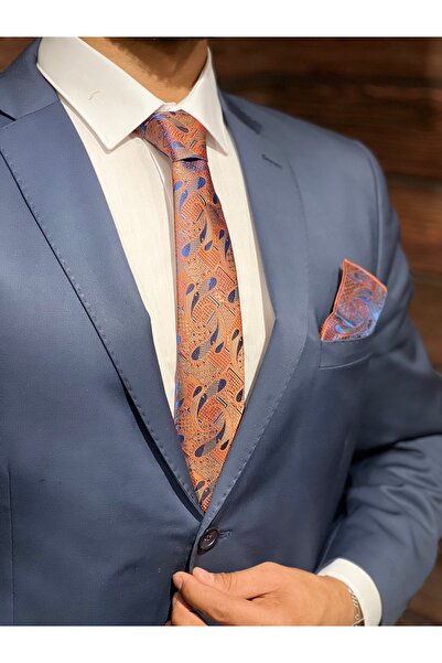 BZN Men's Orange Handkerchief Tie