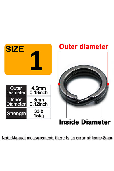 Choice مقاس 1 9 كم 30 قطعة حلقات صيد مقسمة سوداء من الفولاذ المقاوم للصدأ حلق...