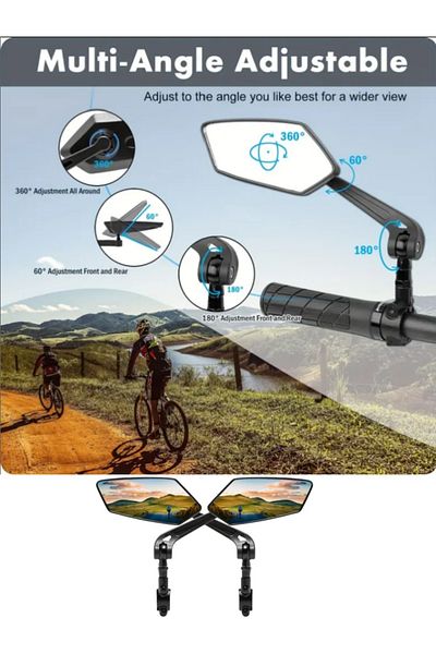 Choice One Pairs Universal Bike Handlebar Mirrors - HD Wide Angle & 360° Rotating for Unmatched Visibility
