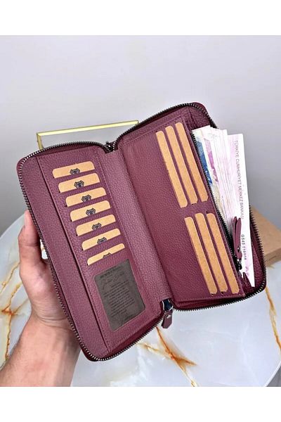 Fil Deri Genuine Leather - with Magnet and Hand Grip Tape - Zippered - Handcuff - Handbag 2100