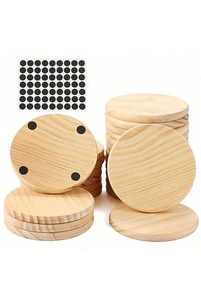 Choice 5 PCS 5pcs Unfinished Wood Coasters,Wood Slices For Nature Crafts And Wedding Decoration, Blank Coas