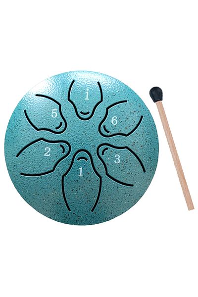 Choice Green Steel Tongue Drum 3 Inch 6 Notes Percussion Instrument Balmy Drum with Drum Mallets Mini Handp