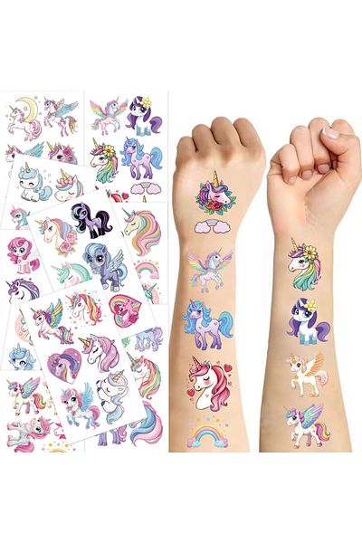 Choice 10PCS 10PCS Sparkling Pink Unicorn Tattoo Stickers Exquisite Fake Tattoo Personalized Retro Tattoo W