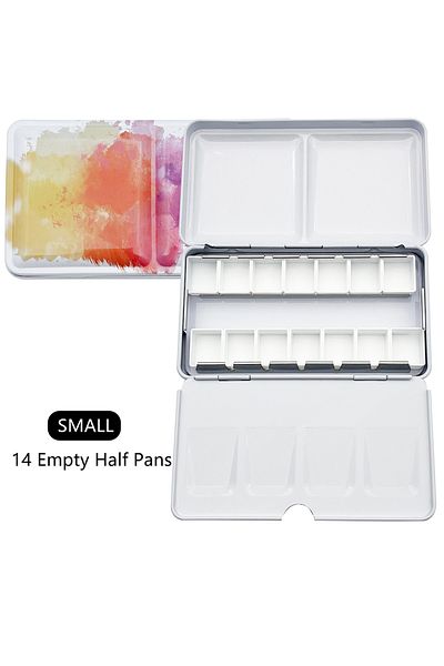 Choice Small Set Empty Metal Watercolor Tin Palette Boxes Small/Medium/Large with 14/26/52pcs Detachable Ha