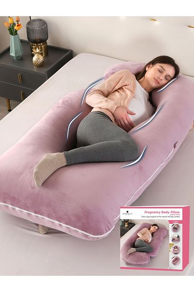 Donetella Pregnancy Pillow 58'' G-Shape – Maternity Body Support Pillow with Removable Velvet Cover