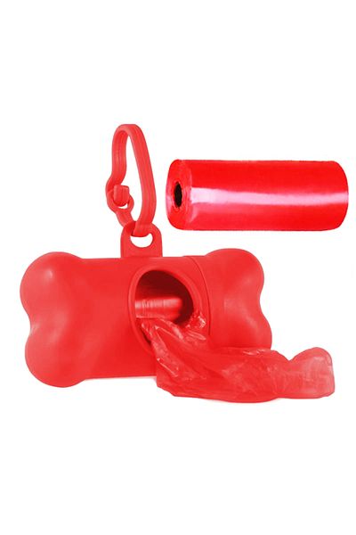 Ropet Set of 2 rolls x 15 waste bags and dispenser, for dogs and cats, Red