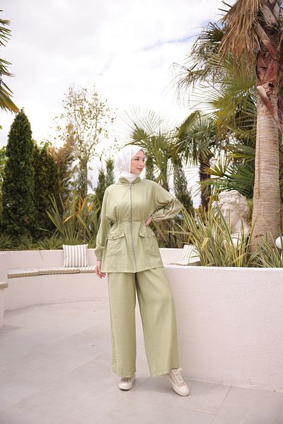 Ryzi Moda Γυναικείο Σετ Φόρμα Hijab Σετ με φερμουάρ διπλό
