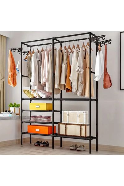 DAR Clothes and Shoes Rack 160-10, Black