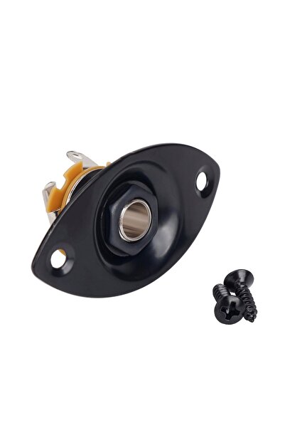 Choice4 Oval Black 1Pcs Square/Boat Style/Oval Metal 1/4Inch Output Jack Plat...