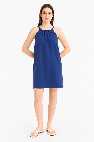 Kübra Tekstil Lupinn Fashionable Slim Strap Relaxed Cut Summer Women's Mini Dress - Comfortable and Stylish Design