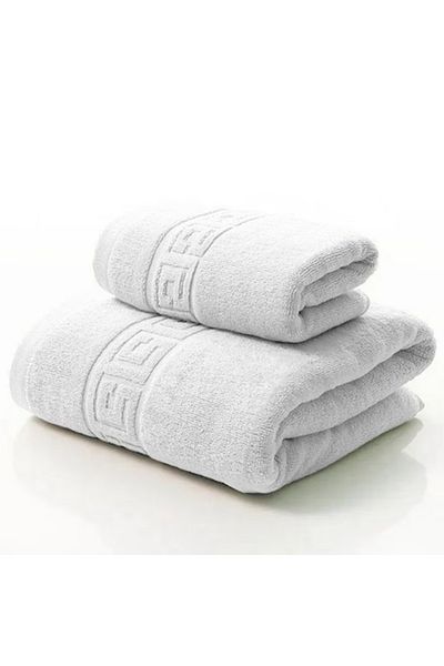 Modis Set of 2 Premium quality cotton bath towels, 50X90 cm, 70x140 cm, White