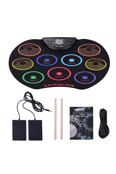 Choice Compact Size Roll-Up Drum Set Electronic Drum Kit 9 Silicon Drum Pads USB/Battery Powered with Dr...