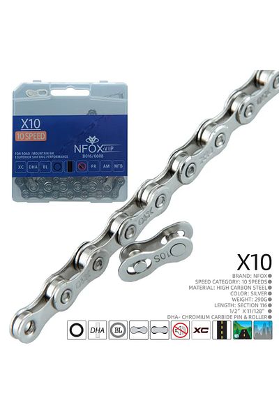 Choice X10 Nfox Mountain Road Bicycle Chain x 8 9 10 11 12 24 30 33 Speed el half hollow sl ultralight link