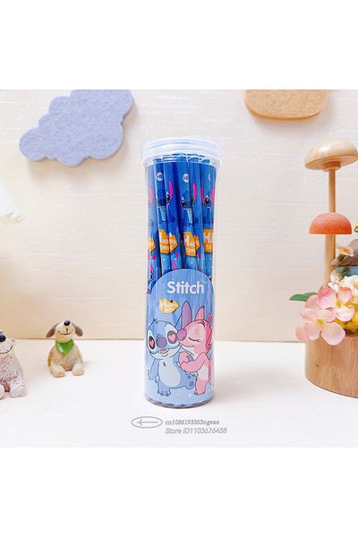 Miniso 30Pencils Disney Stitch 30 Wooden Pencils Cartoon Fun Lilo & Stitch Bucket Pencil Writing Pen HB Pai