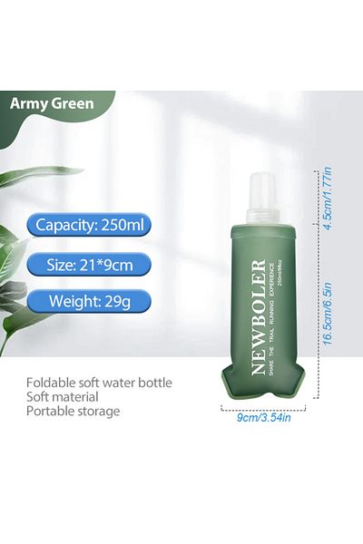 Choice BOT220-GRE-250 NEWBOLER 150/250/300/500ml Water Bottle TPU Folding Soft Flask Outdoor Sport Running