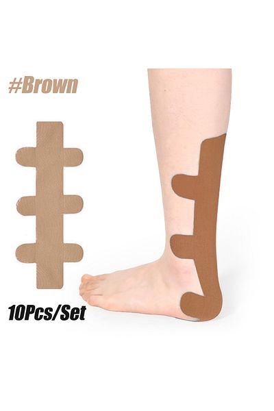 Choice Brown-10PCS 10PCS Pre-Cut Kinesiology Tape for Achilles Tendon - Waterproof, Elastic & Breathable La