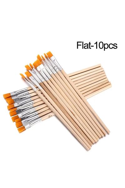 Choice Flat-10pcs 10pcs/set Long Tail Nylonhair Hook Line Pen Painting Brush Children DIY Art Supplies Tool