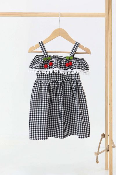 TOFİSA Girl's Black Cherry Dress - 27164