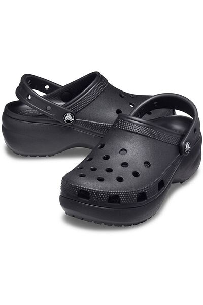 Crocs Classic Platform Clog W Women's Black Slippers 206750-1