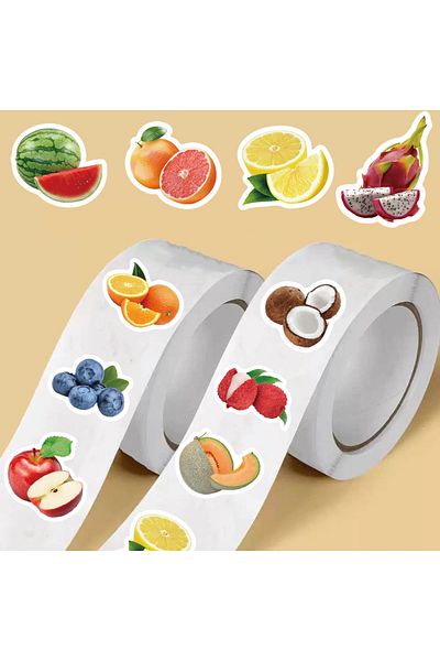 Choice 500PCS 500pcs Cute Fruit Roll Stickers Notebook Fruits Balloon Banner Stationery Refrigerator Phone