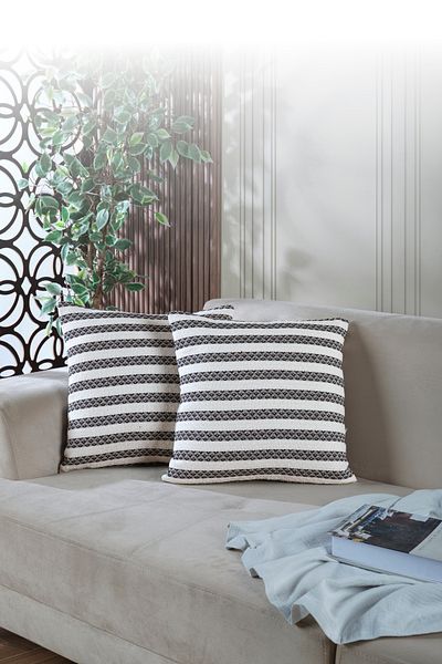 LADYNİL Husă de pernă de vară din 2 piese Față de pernă decorativă 45x45 cu fermoar Negru
