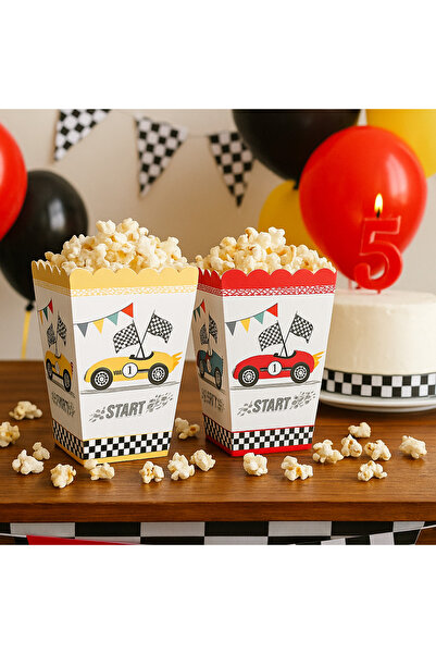 Partifabrik Cutie de porumb retro tematică cu mașini de curse Popcorn 8 buc