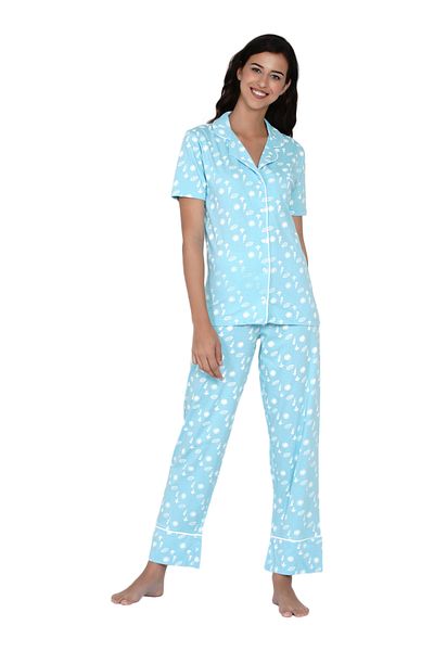 LAUREN SMITH Women's Pajama Set Half Sleeve Top with pants 2 Piece Sleepwear Cotton Ladies Soft Pjs Lounge Set