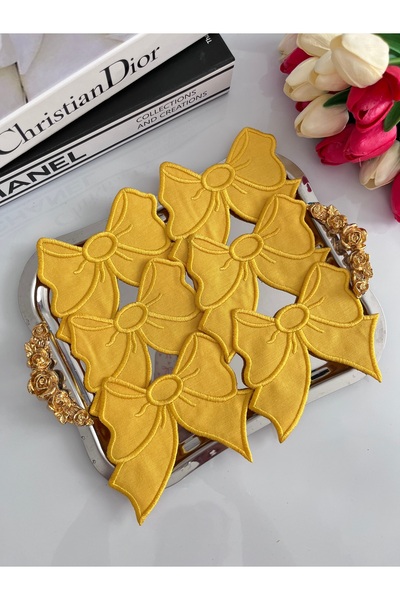 KUMSAL ÇEYİZ 6 Adet Fiyonk Sunumluk Peçete,Kokteyl Peçete,Kahve Yanı Sunum Pe...