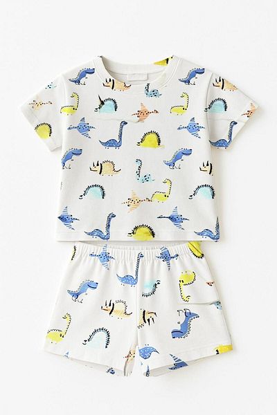 LUESS Boys Dino 100% Cotton Short Sleeve Pajamas Set (3-4 Years Old 8-9 Years Old)