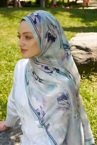 Madame Polo Σάλι Prestige Leona Pattern - Μέντα