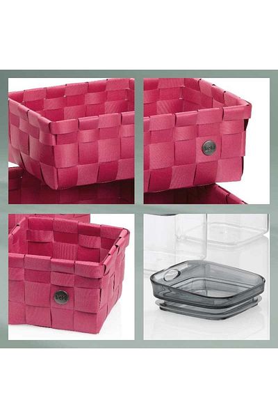 Kela Set of 3 raspberry red plastic baskets