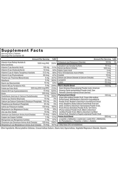 force factor Men's Multivitamin for Men Plus Amino Acids 27 Vitamins and Minerals Immunity 60