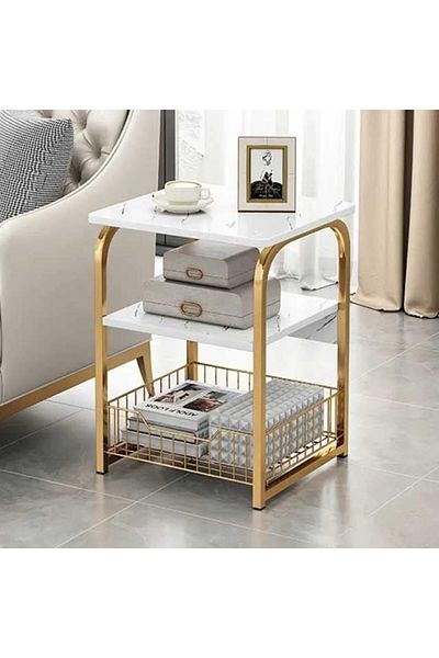 Generic ROBEET 3-Tier Metal Side Table with Storage, Very Stable and Easy to Assemble Living Room Side Table
