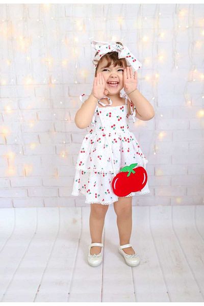 ÖRZİKİDS Cherry Dress Hair Bandana with Bag