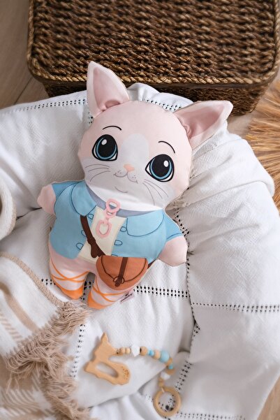 Yastıktoy El Yapımı Peluş Hayvan Yastık Oyuncak - KEDİ | 35 cm | Uyku Arkadaşı