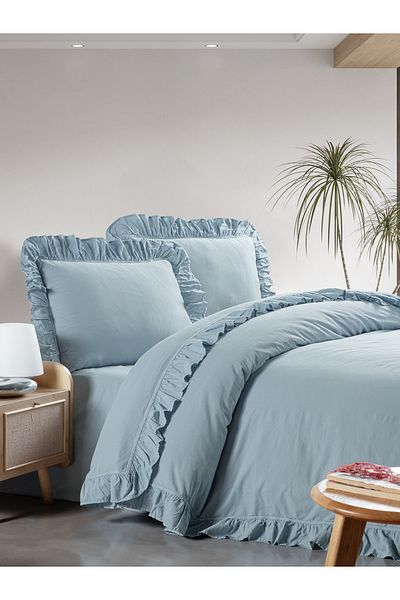 BED LİNE Set de lenjerie de pat dublu exclusiv Stonewashed cu cutie