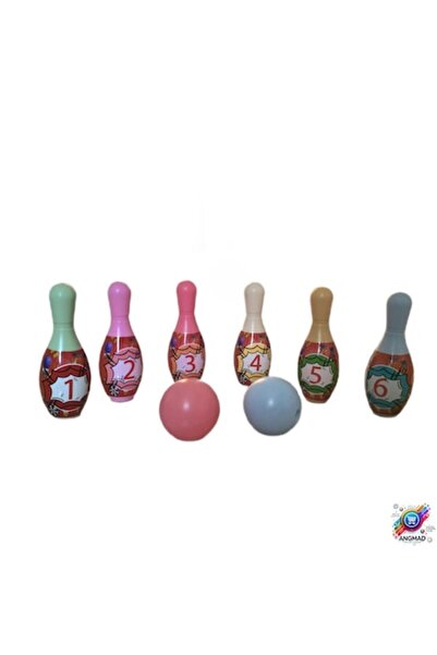 Creative Toys Set de joaca ANGMAD, pentru copii, 6 popice multicolore, cu num...