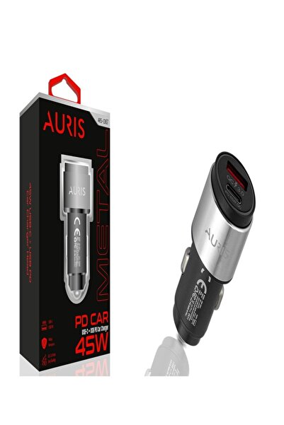 Auris CR07 45W Usb+PD Oto Çakmaklık Şarj Kafa Metal