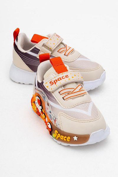 CCWAY AYAKKABI Children's Anorak Lighted Sports Shoes 21-25 Beige Brown