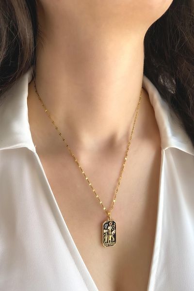 DEMOKAN Women's Steel Necklace Tarot Series Star Chain the Tower Necklace