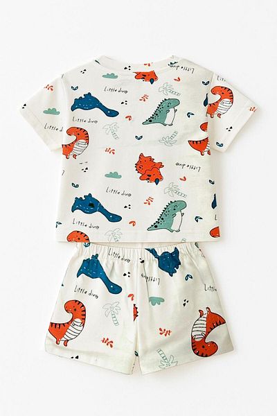LUESS Boys' 100% Cotton Colorful Dinosaur Shorts Pajama Set (3-4 Years Old 8-9 Years Old)