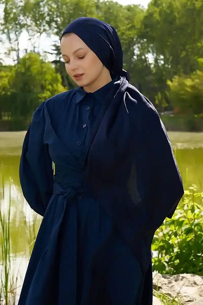 Madame Polo Σάλι Ζακάρ με έθνικ σχέδιο Elegance - Navy Blue