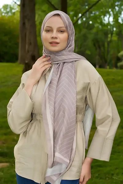 Madame Polo Σάλι Hyper Zigzag Pattern - Mink