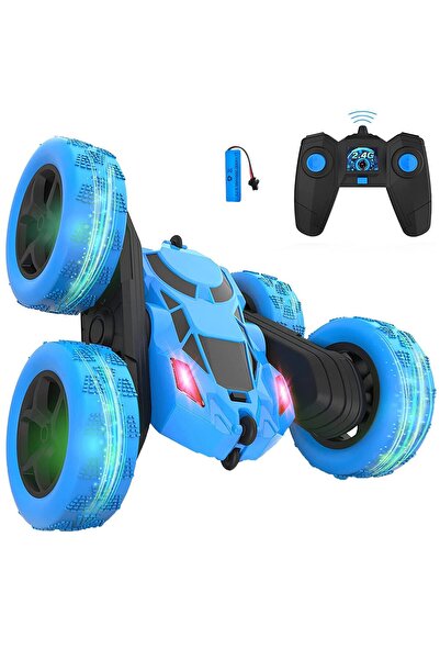 indiggo StuntRaceCar Remote Control Car, 4x4 Off-Road Vehicle, LED Lighting, Blue